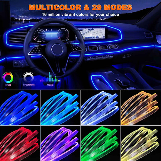 Lotus Lantern Car LED Strip Lights – Surprise Birthday Gift for Car Lovers, Music-Sync Interior Ambient Lighting