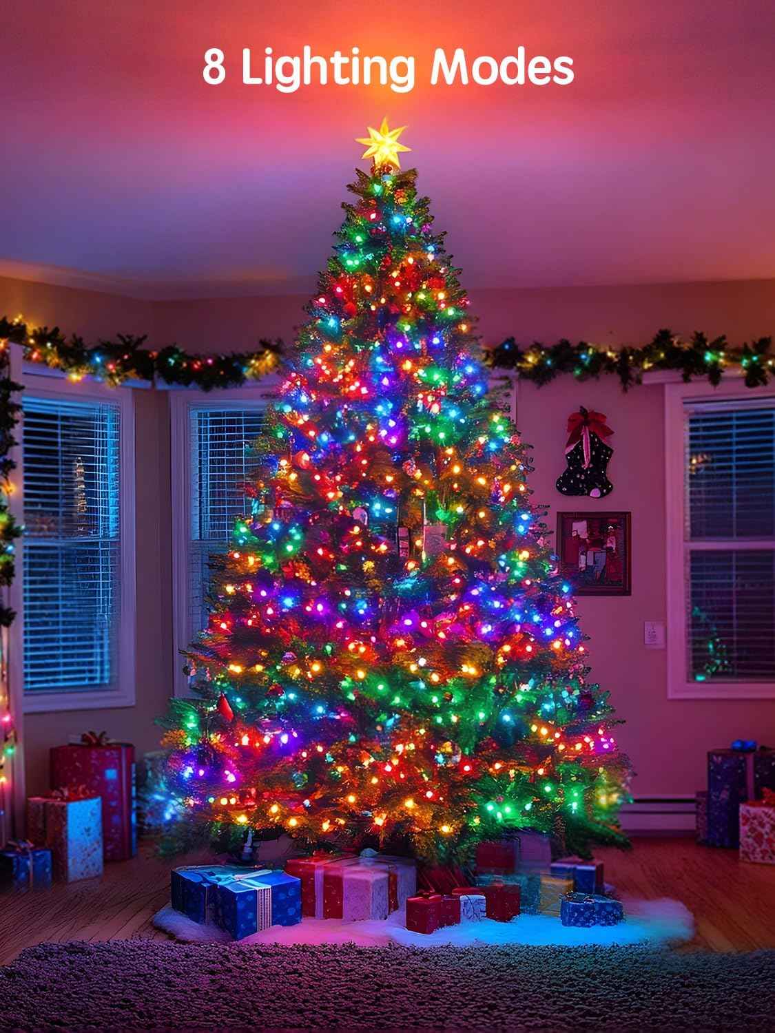 IP65 Waterproof Christmas Lights for Garden Fence and Pergola, 100FT Connectable Multicolor String