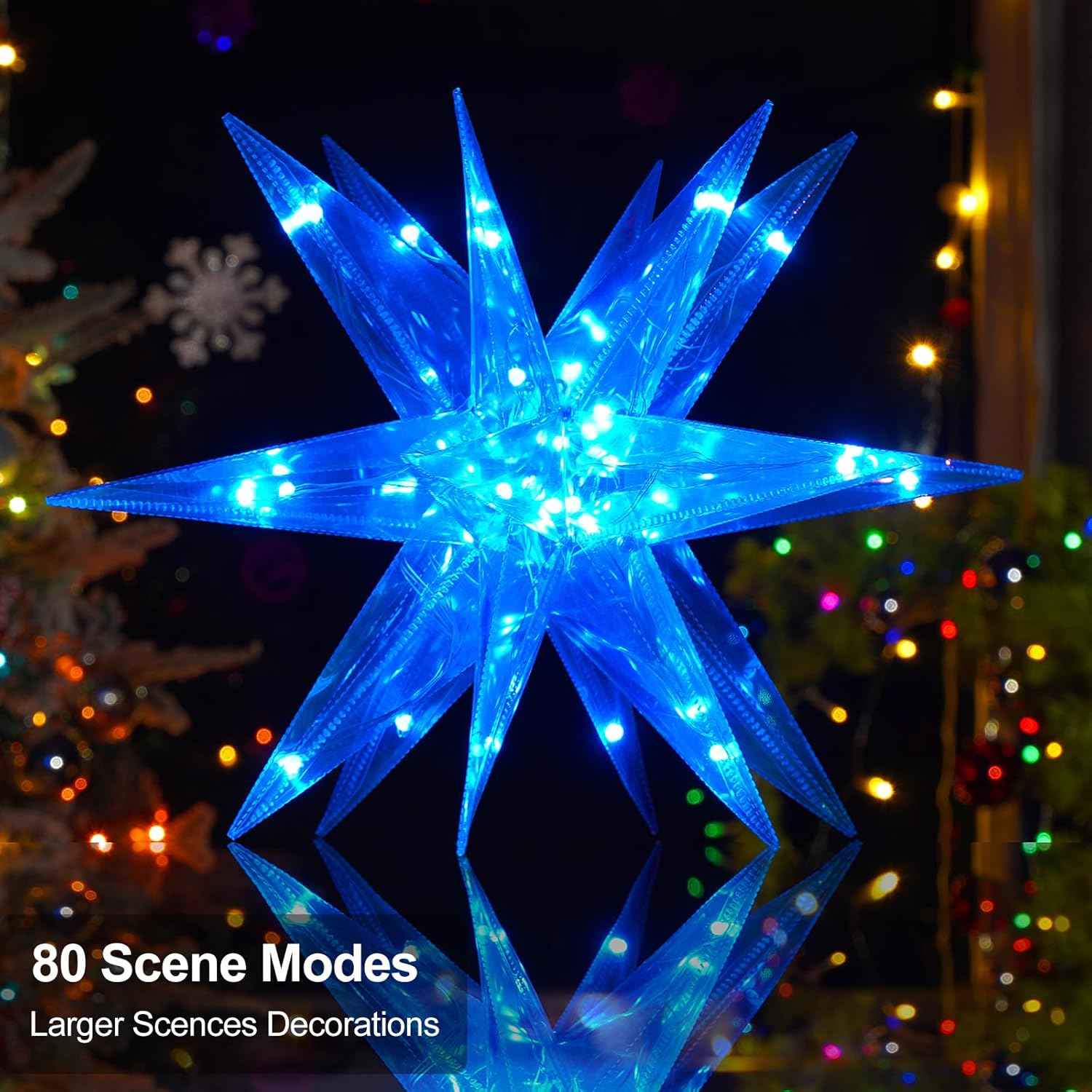 Hanging Christmas Star for Front Porch – Detachable LED Festival Light, App Control Colors