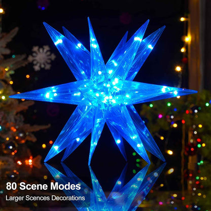 Hanging Christmas Star for Front Porch – Detachable LED Festival Light, App Control Colors