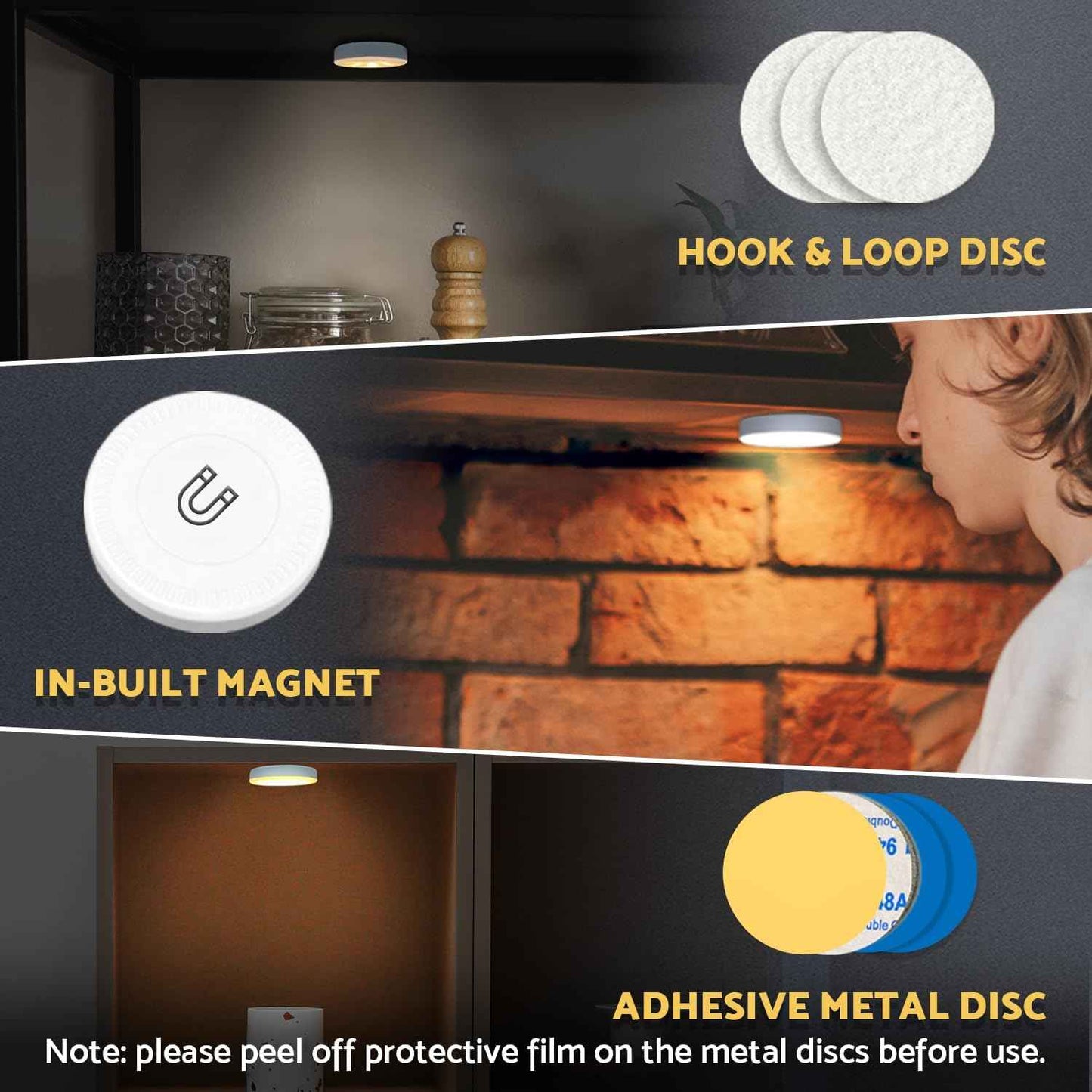 LumiPuck Rechargeable Puck Light – Warm Yellow LED for Cozy Bedroom Ambiance and Reading Nooks