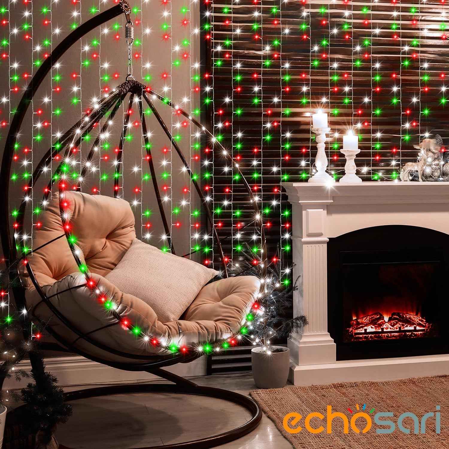 Echosari Warm White Curtain Lights – Minimalist Bedroom and Living Room Accent, Clean Uncluttered Ambient Lighting