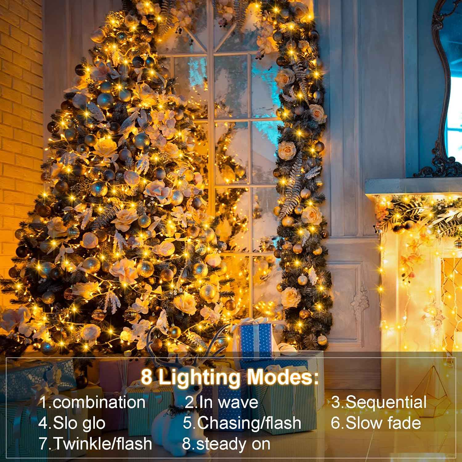Brightever LED String Lights 4-Pack – Clear Wire Indoor Decor for Mantel, Staircase, and Christmas Tree Styling