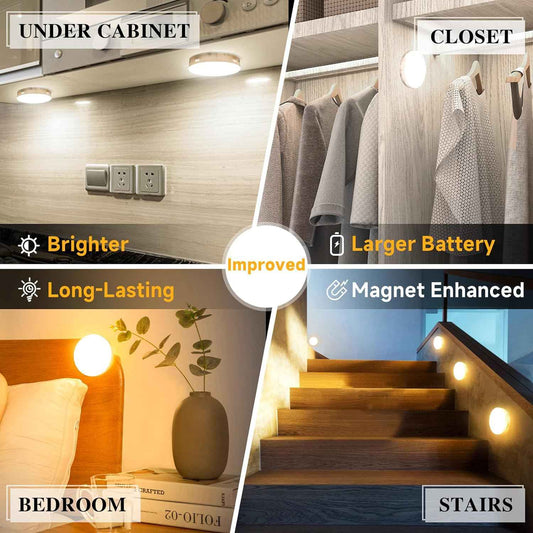LUMI LIVING Warm White Motion Sensor Puck Light – Cozy Ambient Accent Lamp for Bedroom and Living Room