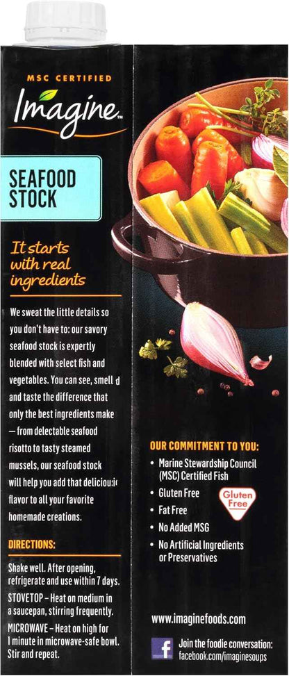 Imagine Seafood Stock 32 oz – Simple Organic Seafood Broth for the Uncluttered Pantry