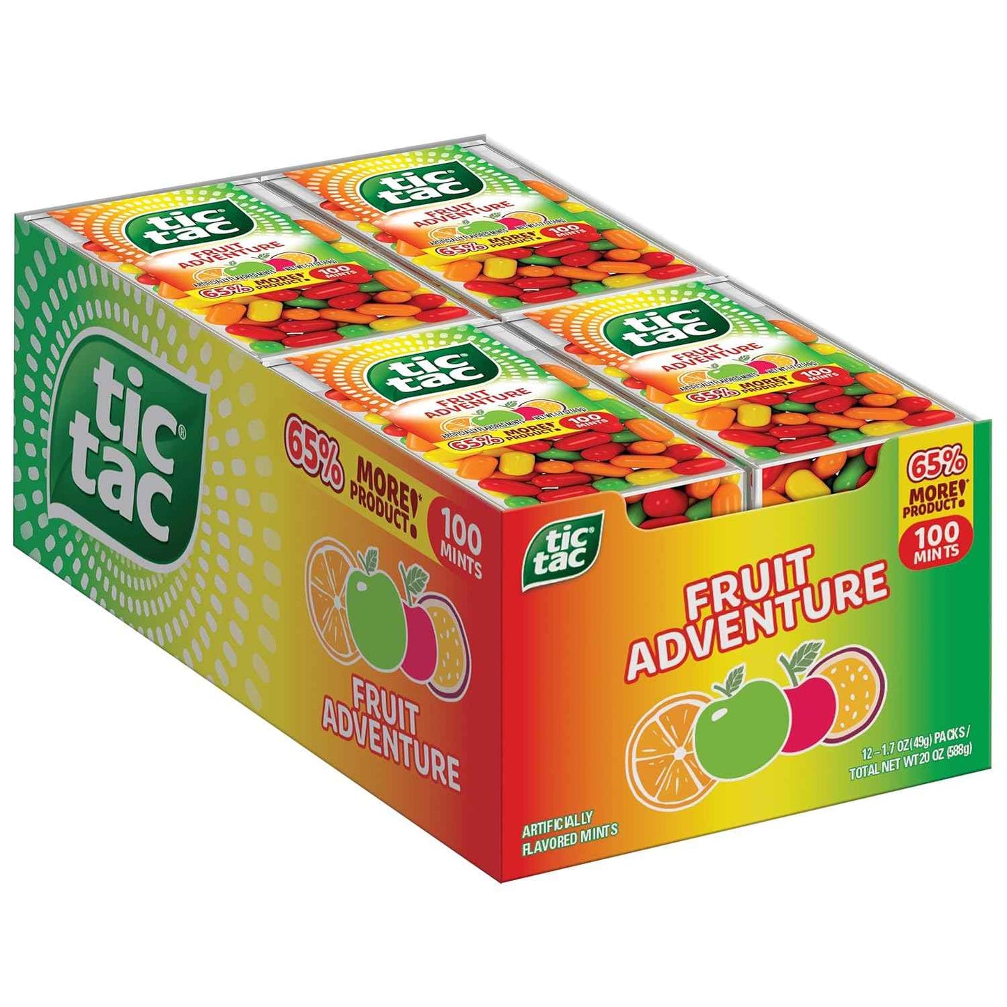 Tic Tac Fruit Adventure Mints – Soccer-Themed Birthday Party Favor Bag Stuffer for Kids, Bulk 12 Pack of 1 oz Flip-Top Boxes