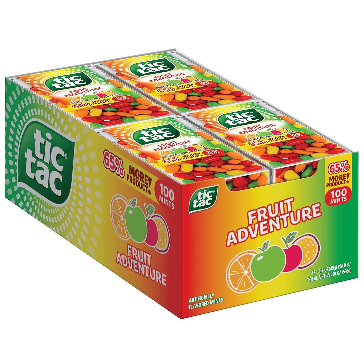 Tic Tac Fruit Adventure Mints – Soccer-Themed Birthday Party Favor Bag Stuffer for Kids, Bulk 12 Pack of 1 oz Flip-Top Boxes