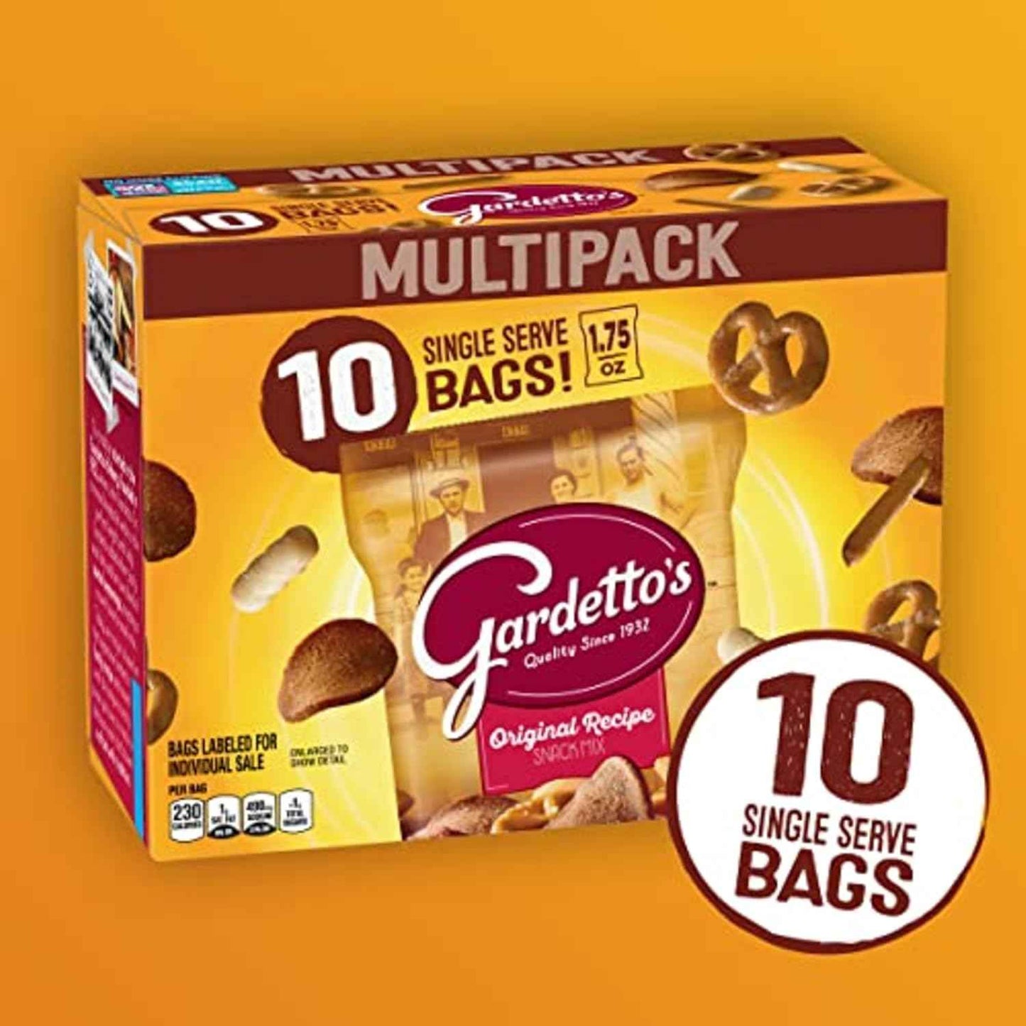 Gardetto's Original Recipe Snack Mix – Single-Serve Bags for School Lunchboxes & After-School Snacks, 10-Count Multipack
