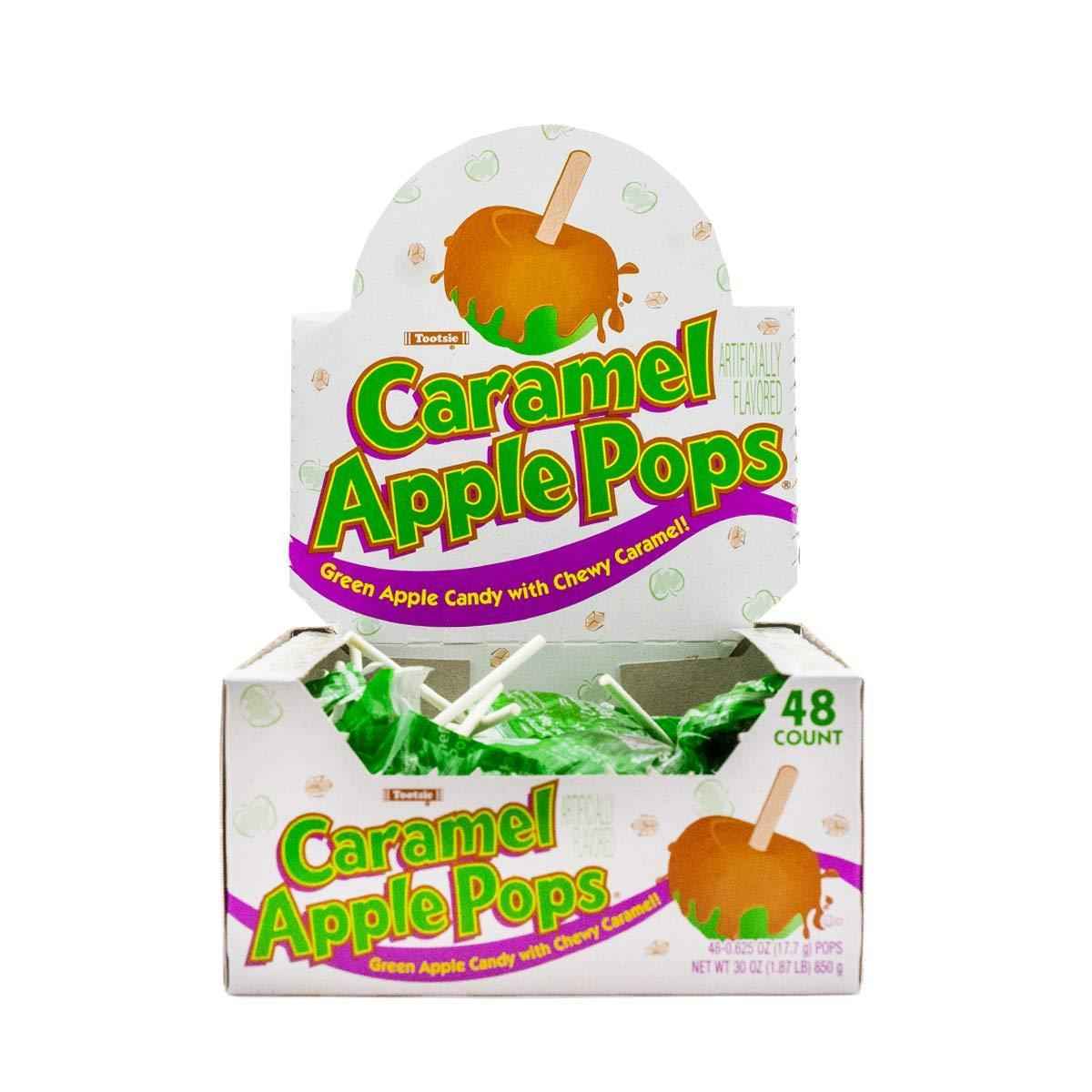 Tootsie Roll Green Apple Caramel Suckers – Reception Desk Candy Dish and Conference Room Snack, Bulk 48 Count