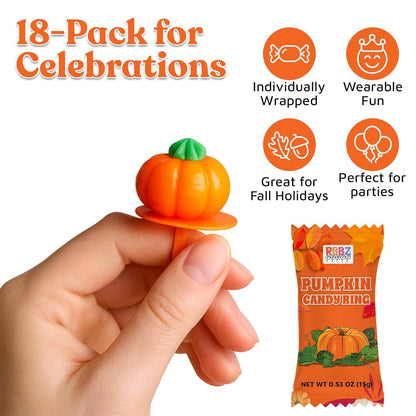 Pumpkin Candy 3D Ring Pops – Portable Trick or Treat Candy for Outdoor Halloween Porch Handouts