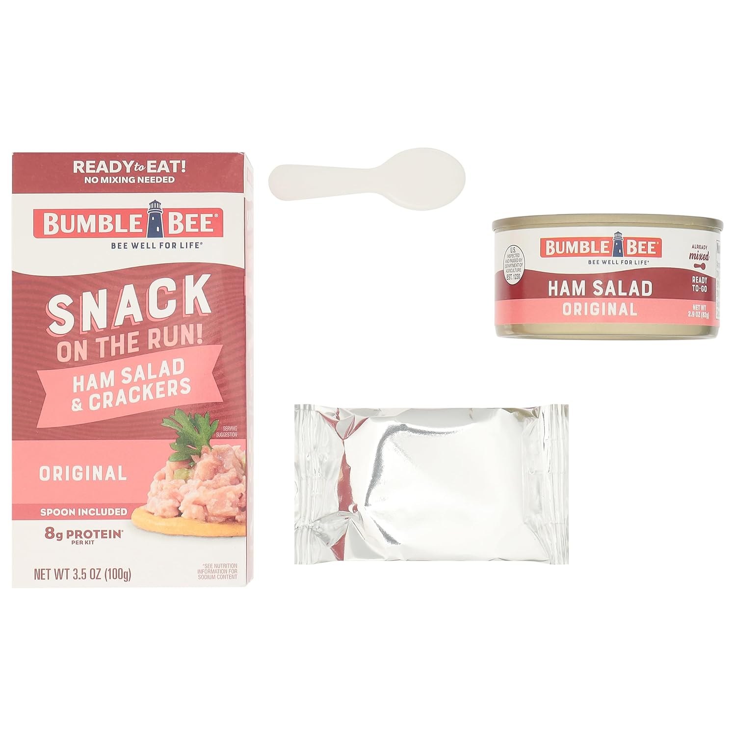 Bumble Bee Snack On The Run Ham Salad with Crackers - Quick Protein Break for Commutes and Midday Focus