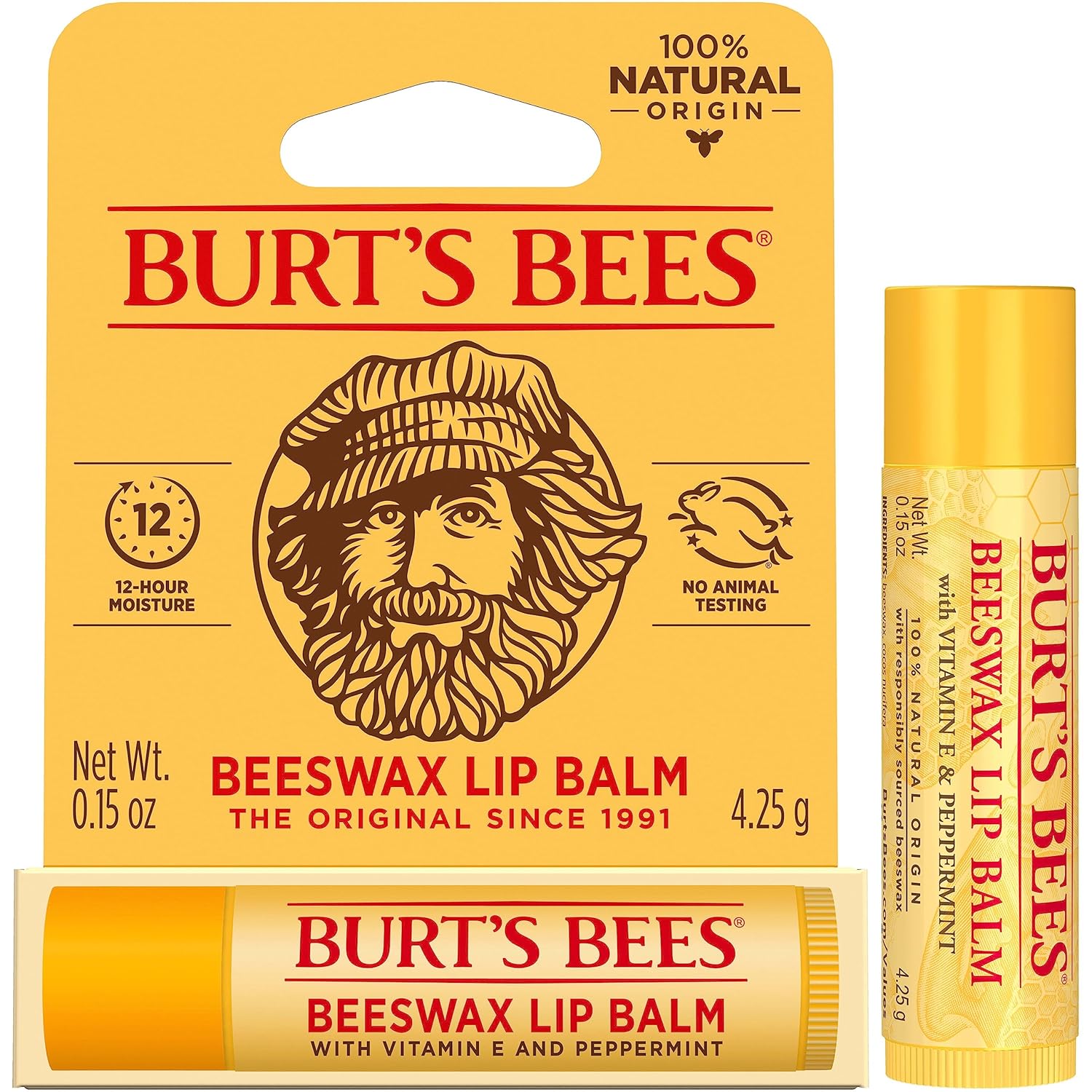 Burt's Bees 100% Natural Lip Balm – Bedside Ritual for Soft, Healthy Lips, Beeswax + Vitamin E