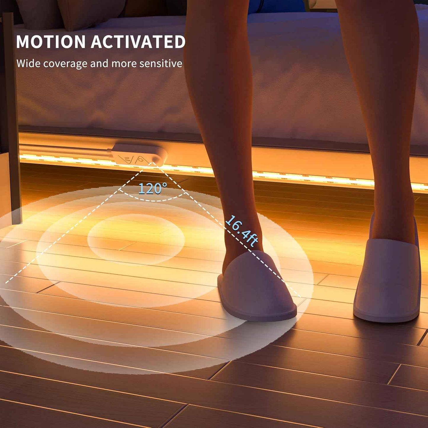 PAUTIX COB LED Strip with Motion Sensor – Clean Tool-Free Under-Cabinet Kitchen Lighting, 5V USB Motion Activated Strip