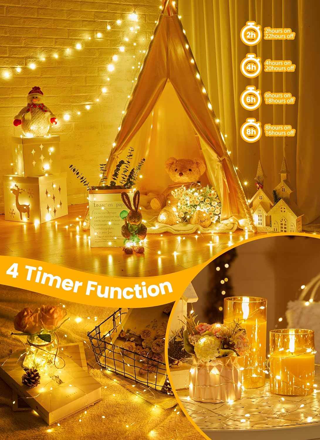 Aurora Glow Fairy Lights – 66ft Twinkle String for Cozy Bedroom Decor and Living Room Ambiance, USB Plug-in with Remote