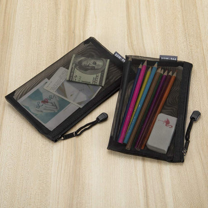 HRX_Package_Nylon_Mesh_Cosmetic_Zipper_Bags,_6PCS_Black_Makeup_Pouches_Travel_Organizer_Case_for_Purse_Diaper_Bag_(A5_x_3pcs,_A6_x_3pcs)