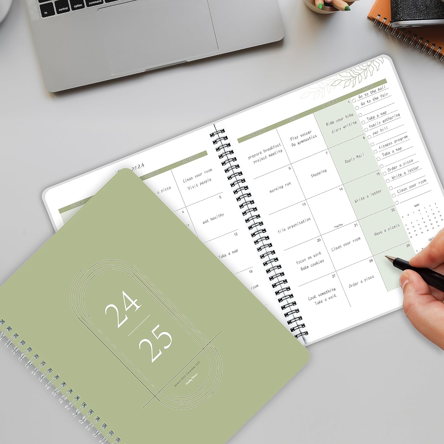 Monthly_Planner_Jan_2024_-_Dec_2025,Simple_Calendar_Planner_Notebook_7"_x_9"_Soft_PVC_Cover_Spiral_Binding_With_Goals_To_Do_List,_Easy_Organize_Your_Schedules