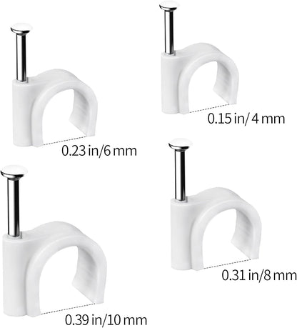 Cable Clips – Child-Safe Wall Wire Management for Hallways and Baseboards, 4mm 6mm 8mm 10mm Steel Nail Cord Holders