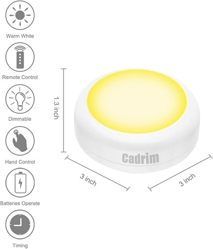 Cadrim LED Puck Lights - Color Changing Display Lighting for Curio Cabinets, Bookshelves, and Living Room Aesthetic