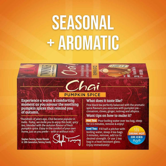 Twinings Pumpkin Spice Chai Black Tea — Living Room Autumn Centerpiece Pairing, Warm Spice Aroma Sets Cozy Mood