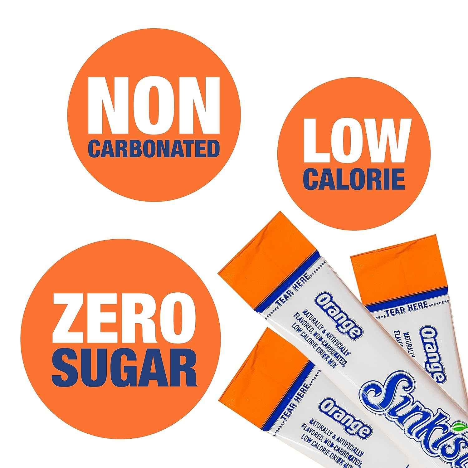 Sunkist Sugar-Free Drink Mix Sticks for Fitness Routines and Daily Wellness – Caffeine-Free Flavored Water Variety