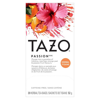 TAZO Passion Herbal Tea Bags – Caffeine-Free 3 PM Workday Ritual with a Piece of Chocolate