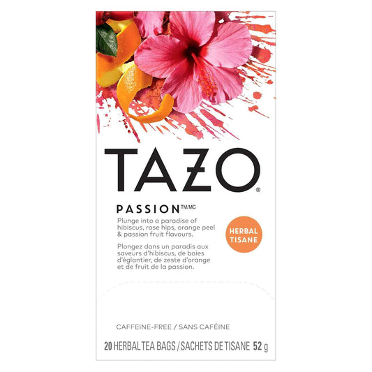 TAZO Passion Herbal Tea Bags – Caffeine-Free 3 PM Workday Ritual with a Piece of Chocolate