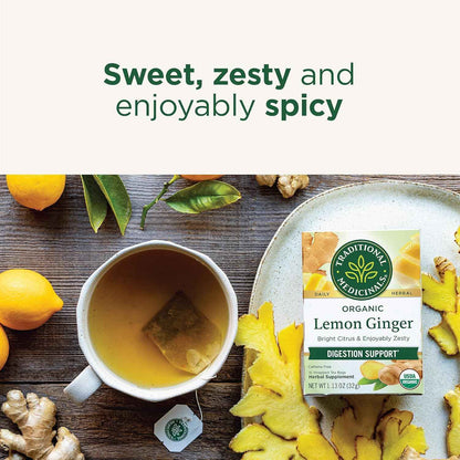 Traditional Medicinals Organic Lemon Ginger Tea – Simple USDA Organic Brew for Uncluttered Pantries and Effortless Wellness