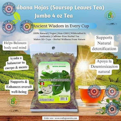 Guanábana Hojas Soursop Leaf Tea – Calming Caffeine-Free Herbal Infusion for Evening Wind-Down Rituals