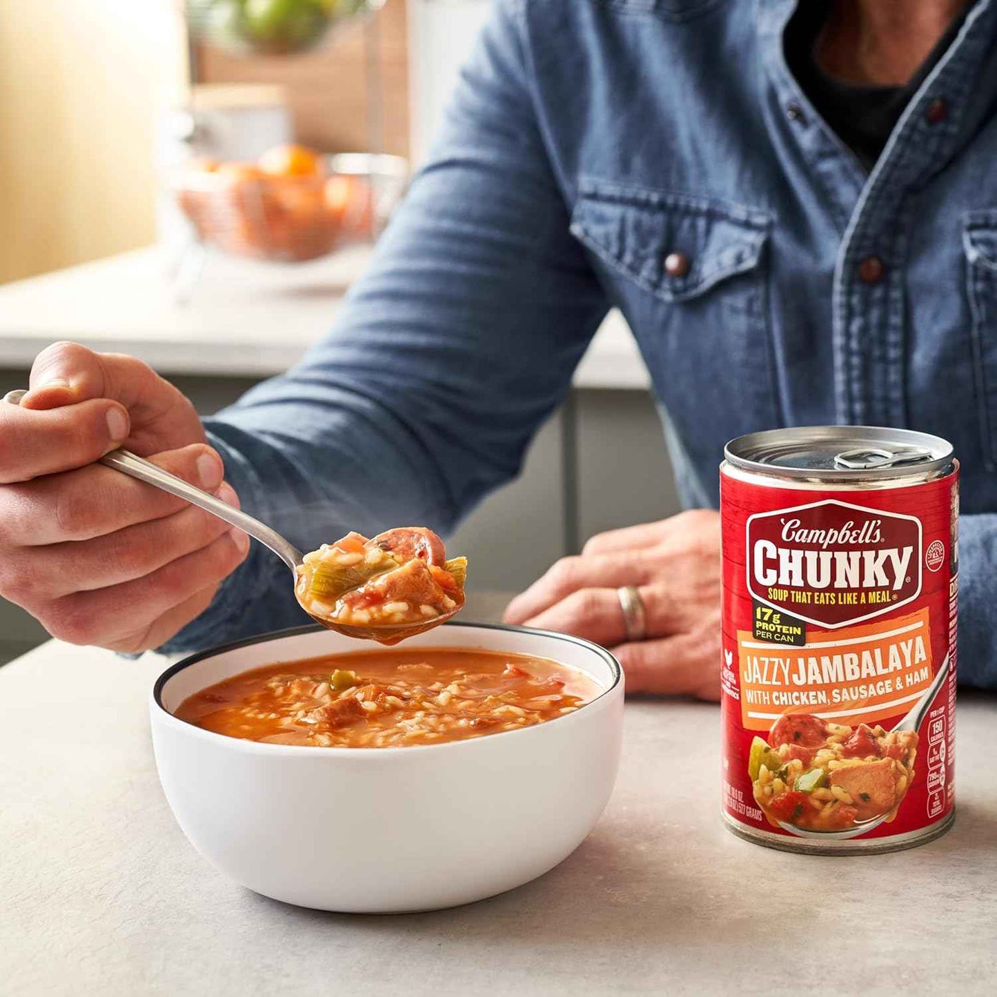 Campbell's Chunky Jambalaya with Chicken & Sausage – Guilt-Free Pantry Meal Prep, 17G Protein Can