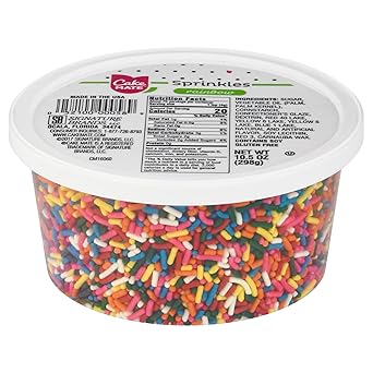 Cake Mate Rainbow Jimmies – Child-Friendly Colorful Sprinkles for Cupcakes, Pancakes, and Weekend Baking with Kids, Resealable 10.5 oz Tub