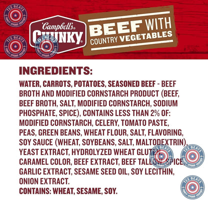 Campbell's Beef Soup with Vegetables – Lightweight No-Refrigeration Meal for Backcountry Huts, 18.8 Oz