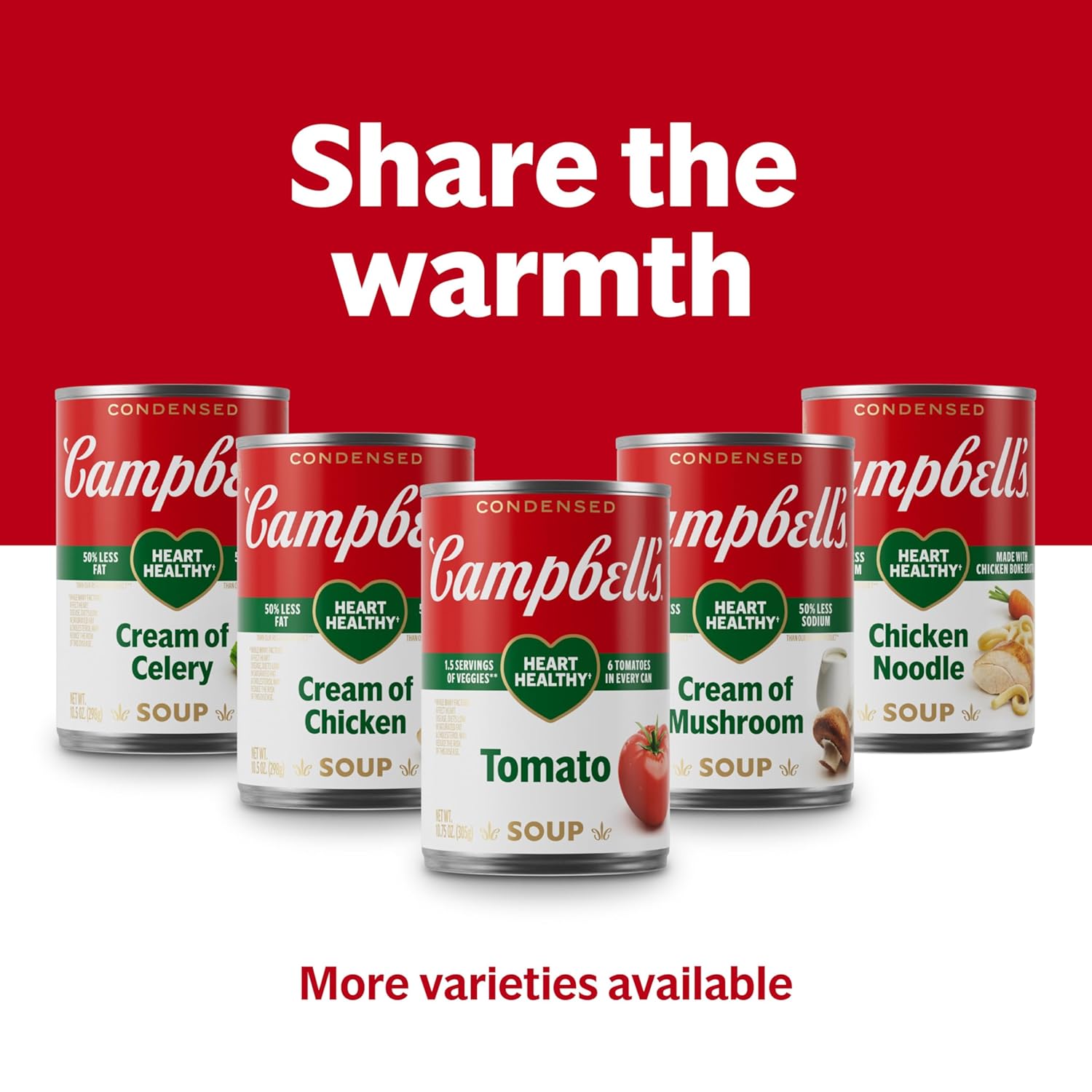 Campbell's Condensed Heart Healthy Cream of Chicken Soup, Bulk Heart Healthy Pantry Stock for Family of 5
