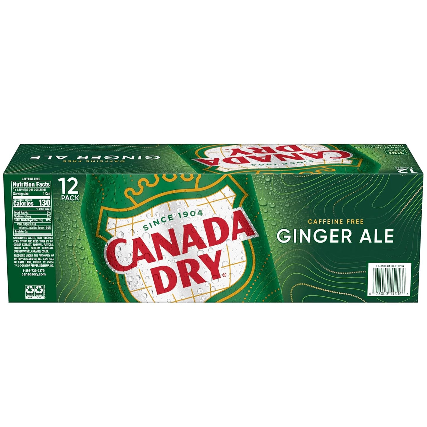 Canada Dry Ginger Ale Soda – Family Movie Night Soda, Caffeine-Free 12 fl oz Cans 24 Pack