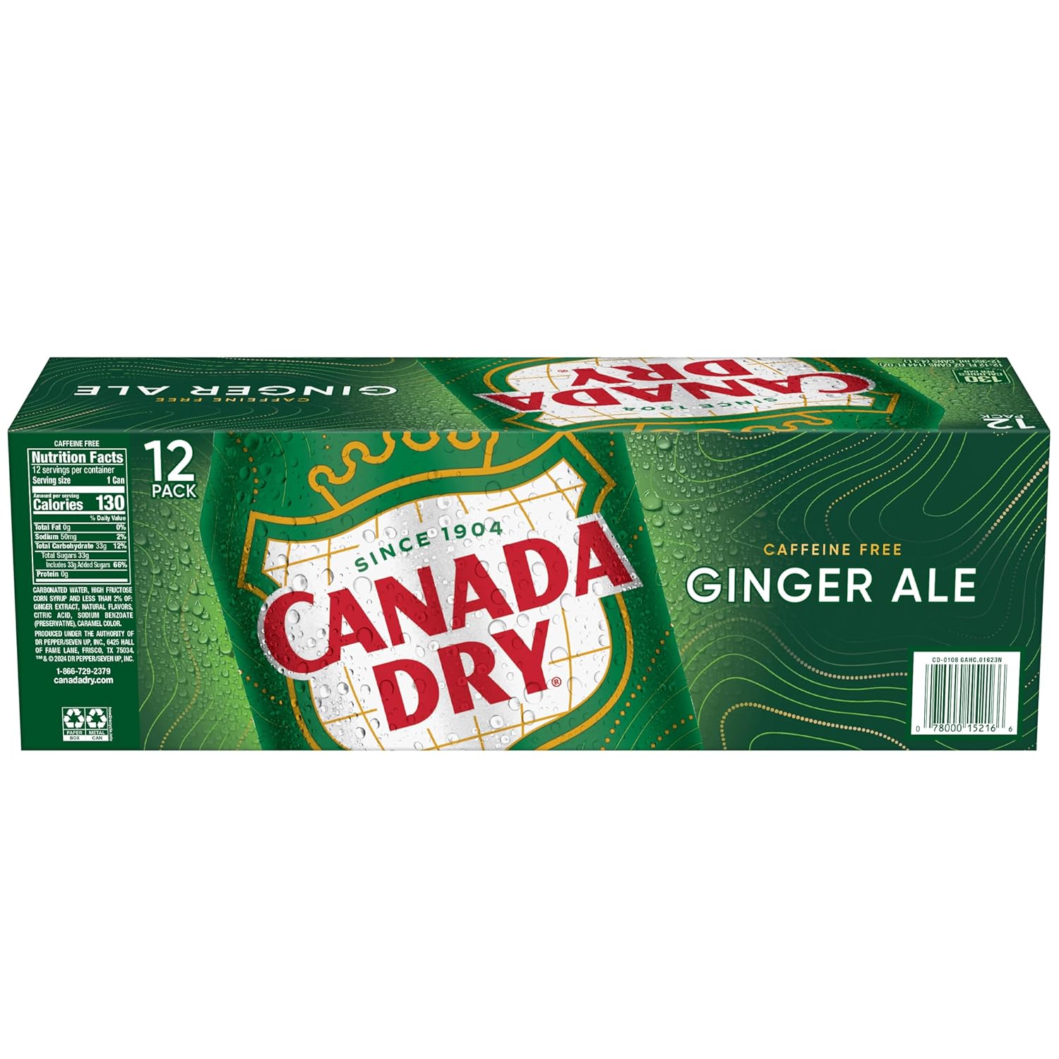 Canada Dry Ginger Ale Soda – Family Movie Night Soda, Caffeine-Free 12 fl oz Cans 24 Pack