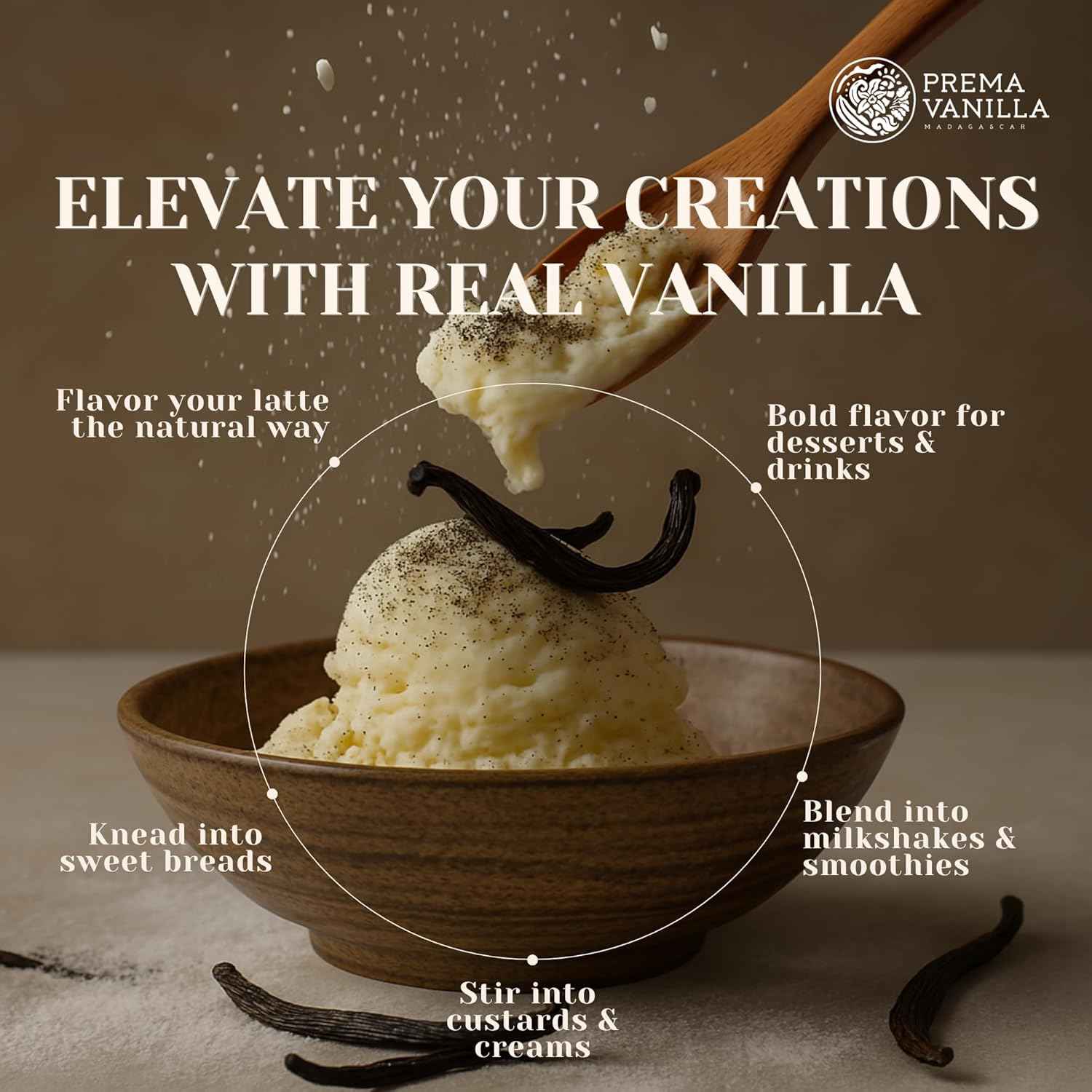 PREMA VANILLA Bourbon Vanilla Beans – Clean-Eating Pantry Staple for Natural Sweetening, Gluten-Free Pods