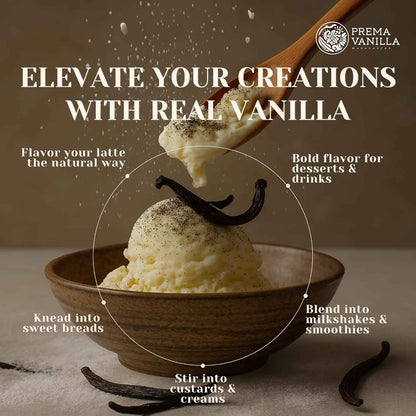 PREMA VANILLA Bourbon Vanilla Beans – Clean-Eating Pantry Staple for Natural Sweetening, Gluten-Free Pods