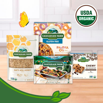 Cascadian Farm Organic Cinnamon Oat Clusters – High-Fiber Breakfast Cereal for Focused Workdays