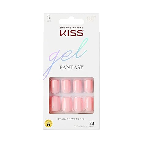 KISS_Gel_Fantasy_Press_On_Nails,_Nail_glue_included,_Aim_High',_Short_Size,_Squoval_Shape,_Includes_28_Nails,_2g_Glue,_1_Manicure_Stick,_1_Mini_File,_1_Adhesive_Tab_Nail_Art_Nail_Care