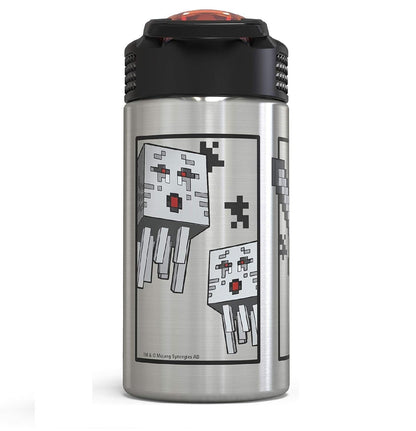 Zak_Designs_Minecraft_-_Stainless_Steel_Water_Bottle_with_One_Hand_Operation_Action_Lid_and_Built-in_Carrying_Loop,_with_Straw_Spout_is_Perfect_for_Kids_(15.5_oz,_18/8,_BPA-Free)_Drinkware_Cup_Tumbler_Portable_Bottled_Washable_Reusable_Mug_Flasks