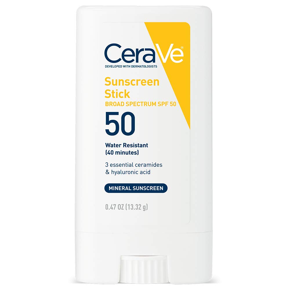 CeraVe Mineral Sunscreen Stick SPF 50 – Portable Sun Protection for Beach Days, Camping Trips & Hiking