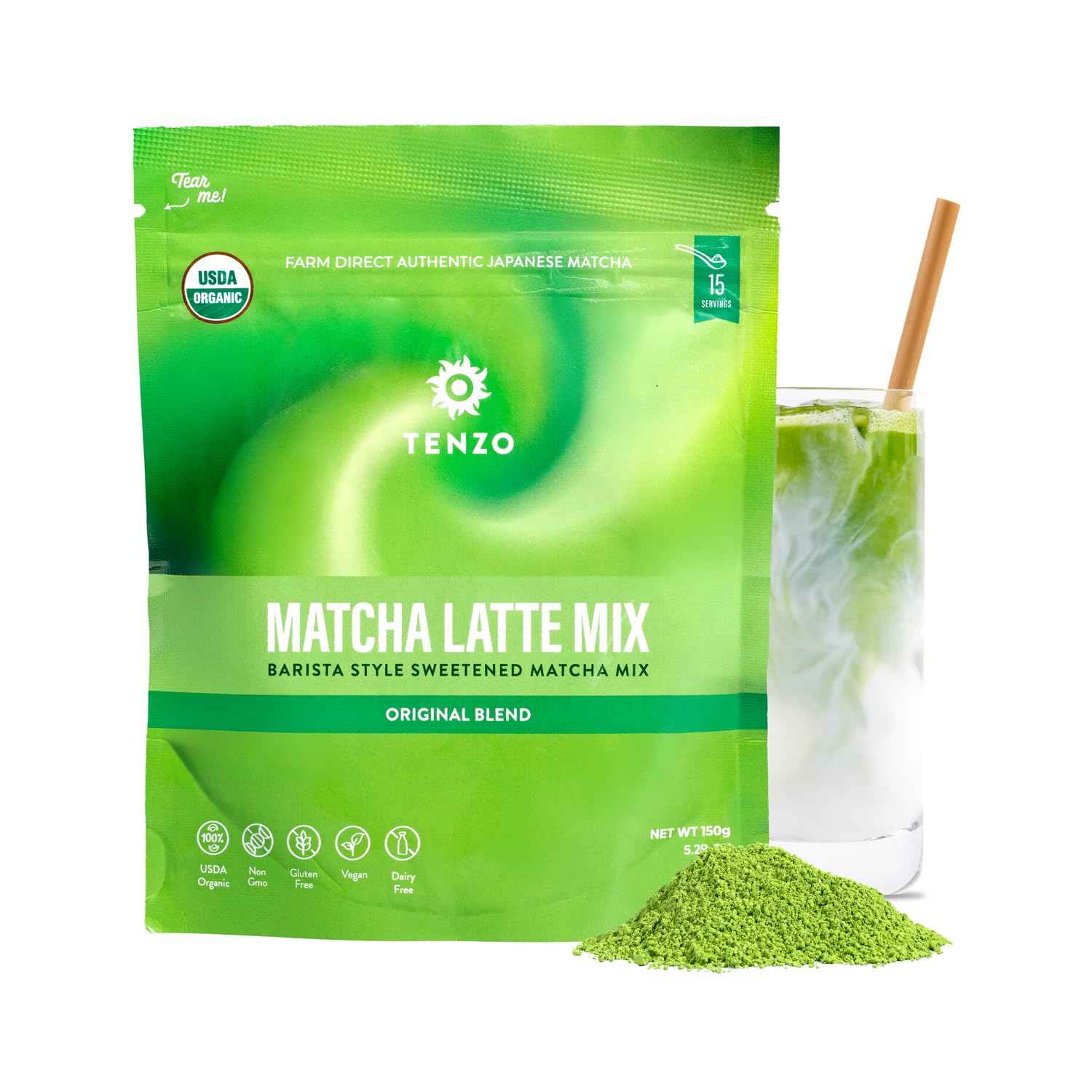 Tenzo Organic Cafe Matcha Latte Mix – Premium Authentic Japanese Tea for High-End Beverage Counters