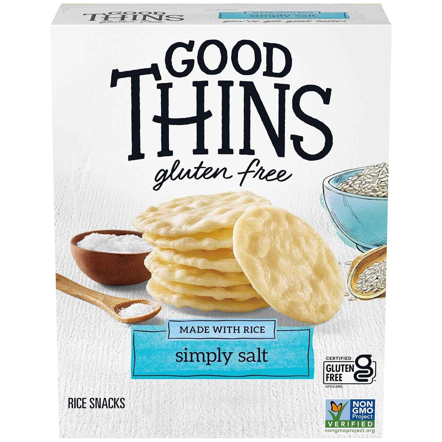 Good Thins Simply Salt Rice Snacks Gluten Free Crackers for Mindful Snacking, Office Desk and Afternoon Work Break