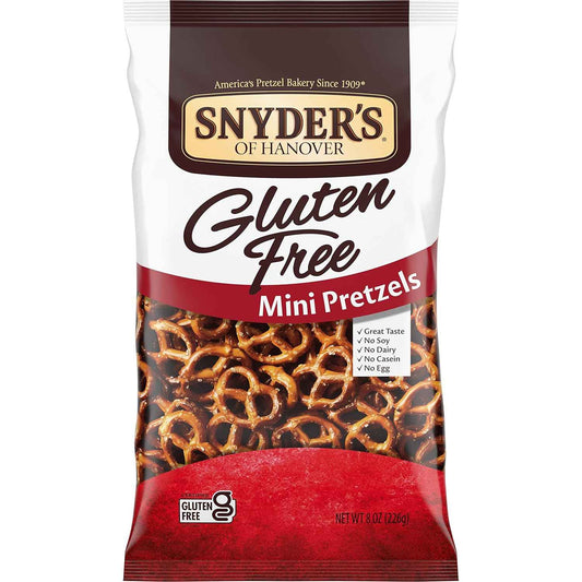 Snyder's of Hanover Gluten Free Mini Pretzels – Low-Fat Everyday Snack for Guilt-Free Mindful Munching