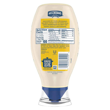 Hellmann's Real Mayonnaise Squeeze Bottle – Clean Ingredient Pantry Staple for Home Cooks, Gluten Free with Omega 3-ALA