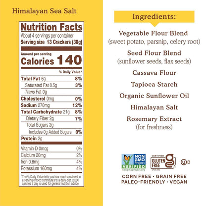 Simple Mills Veggie Pita Crackers, Himalayan Salt – Travel-Tote Pita Chips for Hiking, Picnics, and Outdoor Snacking
