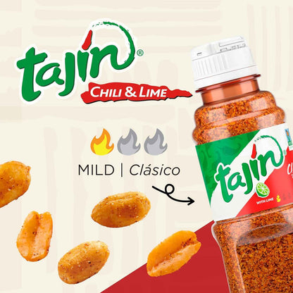 Snak Club Tajín Chili-Lime Peanuts – Portable Snack for Road Trips and Camping, Resealable 12 oz Bag