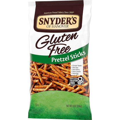 Snyder's of Hanover Gluten Free Pretzels – Safe Peanut-Free Classroom Snack for Playdates and After-School, 8 oz