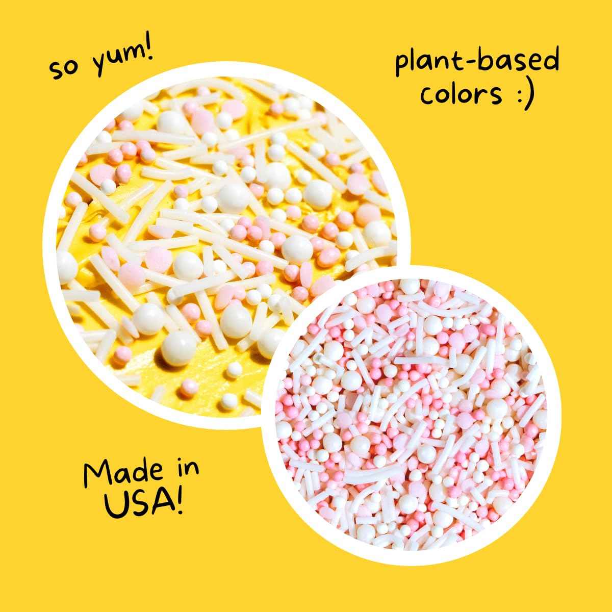 Pink Pop! Natural Nonpareils Sprinkles by Supernatural – Soft Pink and White Decorating for Understated Dessert Tables