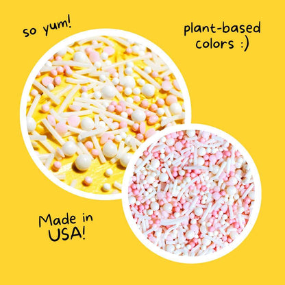 Pink Pop! Natural Nonpareils Sprinkles by Supernatural – Soft Pink and White Decorating for Understated Dessert Tables
