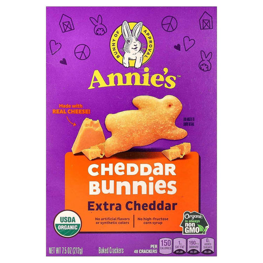 Annie's Organic Cheddar Bunnies Extra Cheddar – Thoughtful Snack Gift for New Parents, 7.5 oz